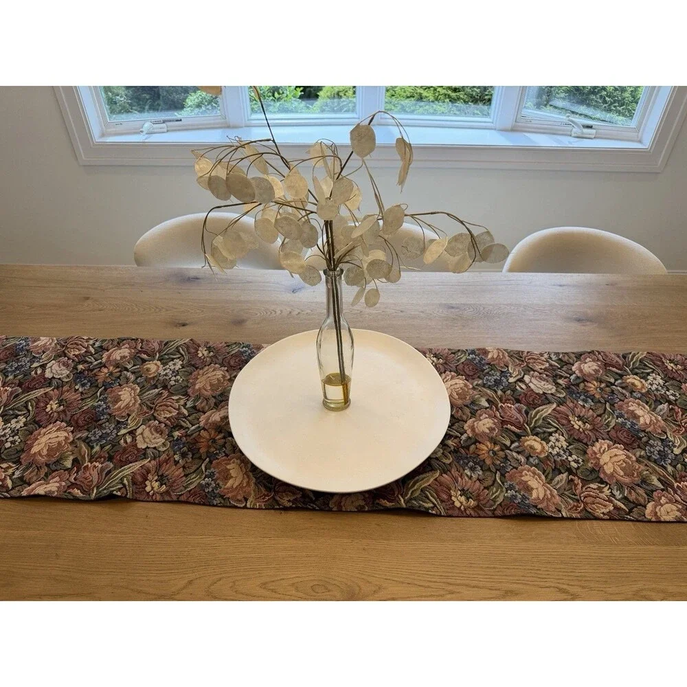 VTG Pier 1 Imports Floral Tapestry Table Runner 16x72 Woven Cotton India